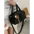 Borsa a tracolla morbida in pelle stile coreano grande capacità borsa a cuscino donna - Con Ciondolo / Nero
