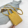 Mini bolso bandolera tejido amarillo, elegante bolso de hombro para mujer uso diario. - Sin colgante / Amarillo