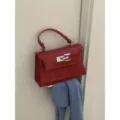 Elegante bolso de mano rojo con patrón de cocodrilo de cuero sintético PU bolso bandolera - Rojo