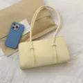 Minimalist Pale Yellow Shoulder Bag Women Casual Chic Underarm Bag Versatile Daily Handbag - No Pendant / Yellow