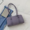 Purple leather underarm bag for women, stylish minimalist shoulder handbag for daily wear. - No Pendant / Purple