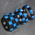 3-piece set studded wide leather bracelet punk style unisex cool wristband accessories - Single Row / Black and Light Blue