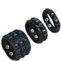 3-Piece Punk Leather Rivet Bracelet Set Blue Splatter Square Stud Wristband Variant - Double Row / Black and Blue Veined