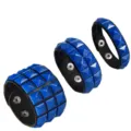3pcs blue square stud rivet leather punk bracelet set, stylish rock wristband for men women. - Single Row / Blue