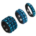 3-piece set punk style blue square studded leather bracelet for men and women trendy - Single Row / Dark Blue