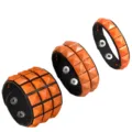 Orange Punk Spike Leather Bracelet Set, Multi-Row Rivet Cuff Bangle for Men and Women - Single Row / Orange