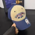 Gorra de béisbol bordada bicolor con diseño retro de letras, gorra casual de algodón. - M (56-58cm) / Azul