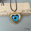 Detailed view of 28mm heart evil eye pendant necklace with blue charm for women daily wear. - Letter A