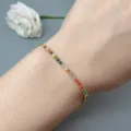 Colorful crystal zircon tennis bracelet for women, adjustable gold plated fashion jewelry. - Gold-Multicolor
