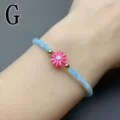 Minimalist shell beaded bracelet with pink daisy flower charm, sweet and fresh style for women. - Letter G