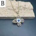 Exquisite Gold Evil Eye Butterfly Necklace with Mother of Pearl and Zircon Jewelry - Style B