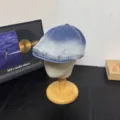 Gradient washed denim newsboy cap detail, retro paint splatter ivy hat for casual wear. - M (56-58cm) / Dark Blue