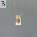 Vintage Guadalupe shell pendant necklace gold tone religious jewelry for women daily wear - Pendant Only (Without Chain) / Gold