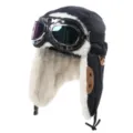 Winter verdickte Piloten Mütze mit winddichten Schutzbrillen für Outdoor Radfahren und Kälteschutz - Einheitsgröße / Silberrahmen Bunte Brille / Schwarz