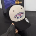 Gorra de béisbol con letras bordadas vintage bloque de color estilo retro sombrero sol - M (56-58cm) / Negro