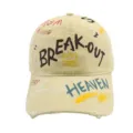 Distressed vintage baseball cap with stylish graffiti letters and cool street style design. - M (56-58cm) / Light Yellow