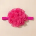 Baby haarband detail met fuchsia roze chiffon bloem en elastische haarband accessoire. - Rozerood