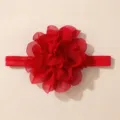 Schattige rode chiffon bloem baby haarband met zacht elastiek voor comfortabele zomerdagen. - Rood