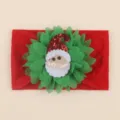 Christmas baby headband with green chiffon flower and red nylon band, soft holiday hair accessory. - Style A (X-20075)