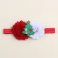 Cute Christmas kids headband featuring red white flowers and glitter tree hair accessory. - Style B