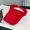 Gorra de visera solar roja de algodón para mujer y hombre, sombrero deportivo liso elegante. - Ajustable / Rojo