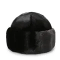 Bonnet d'hiver en fausse fourrure noire, chapeau chaud en peluche épaisse pour temps froid - Taille unique / Noir