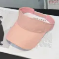Sombrero de sol rosa sin parte superior para mujer, puro cotón color liso visera. - Ajustable / Rosa Claro