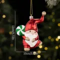 Christmas gnome hanging ornament red electroplated Santa Claus tree decor 12x10cm 22g - Red Hat Candy Gnome