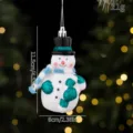 Christmas snowman hanging ornament with glitter details, blue scarf and top hat, 11.5cm - Black Top Hat Blue Scarf Snowman