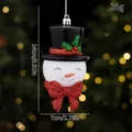 Cute Christmas snowman hanging ornament with black top hat and red bow for tree decor. - Black Top Hat Snowman