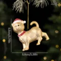 Χριστουγεννιάτικο στολίδι κρεμαστό χαριτωμένη χρυσή γάτα με σκούφο Άγιου Βασίλη γκλίτερ - Μενταγιόν Γάτα Ματ / Χρυσό