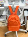 Orange minimalist nylon casual backpack for women, stylish daily school and travel daypack. - Single Bag (Without Charms) / Orange