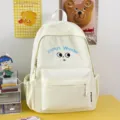 Zaino in tela carino con grandi occhi stile kawaii borsa da scuola per studenti viaggio - Borsa Singola Senza Accessori / Bianco