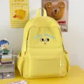 Cute cartoon big eyes yellow canvas school backpack for students and daily casual travel use. - Single Bag Without Accessories / Yellow