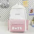 Zaino scolastico rosa e bianco con stelle, simpatico zainetto casual per viaggio ragazze. - senza ciondolo / Bianco
