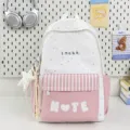 Zaino da scuola campus con stampa stella rosa bianco ragazza dolce viaggio casual - Con Ciondolo / Bianco