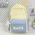 Zaino scuola stampa stelle carino ragazza campus viaggio casual giallo zainetto giorno - Con Ciondolo / Giallo
