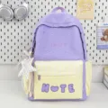 Zaino da campus con stampa di stelle viola con tasca anteriore gialla, carina borsa da viaggio. - Con Ciondolo / Viola
