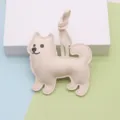 Mignon porte-clés chien en cuir, adorable pendentif de sac chiot rembourré pour les femmes. - Style Cordon en Cuir / Beige