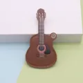 Brown PU leather guitar keychain bag pendant, stylish instrument key ring car hanging decor. - Guitar Shape - Pure Leather