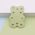 Green leather bear keychain with metal rivets, cute cartoon bag pendant charm accessory. - Light Green