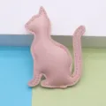 Cute pink cat PU leather keychain, minimalist bag charm pendant for women and girls daily use. - Cat / Pink - Pure Leather