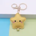 Yellow star keychain leather cute smile charm detail close up view product accessory - Gold 8-shaped Clasp / Yellow