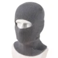 Grey knitted balaclava ski mask winter outdoor cycling full face cover warm thermal beanie hat - Light Gray