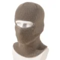 Passamontagna in maglia maschera da sci inverno ciclismo all'aperto berretto di lana tinta unita - Kaki