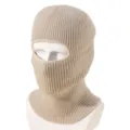 Balaclava in maglia maschera da sci tinta unita calda inverno ciclismo berretto uomo - Beige