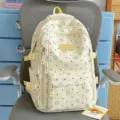 Cute Japanese style polka dot star backpack for school travel casual daily use yellow - Backpack Only (Without Pendant) / Yellow