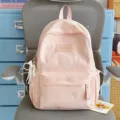 Cute pink embroidered bow backpack for women school travel sweet style casual daypack bookbag - Pink With Charm