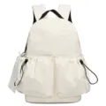 Weisser Freizeit Rucksack mit Kordelzug Taschen und süssem Perlen Spitzen Anhänger für Schüler. - Ohne Anhänger / Gebrochenes Weiß