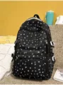 Sac à dos noir à imprimé étoiles, cartable léger japonais idéal pour les voyages quotidiens. - Sans pendentif / Noir